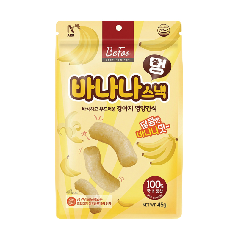 Banana Mung Snack for dogs - Korean banana-flavored probiotic treat package