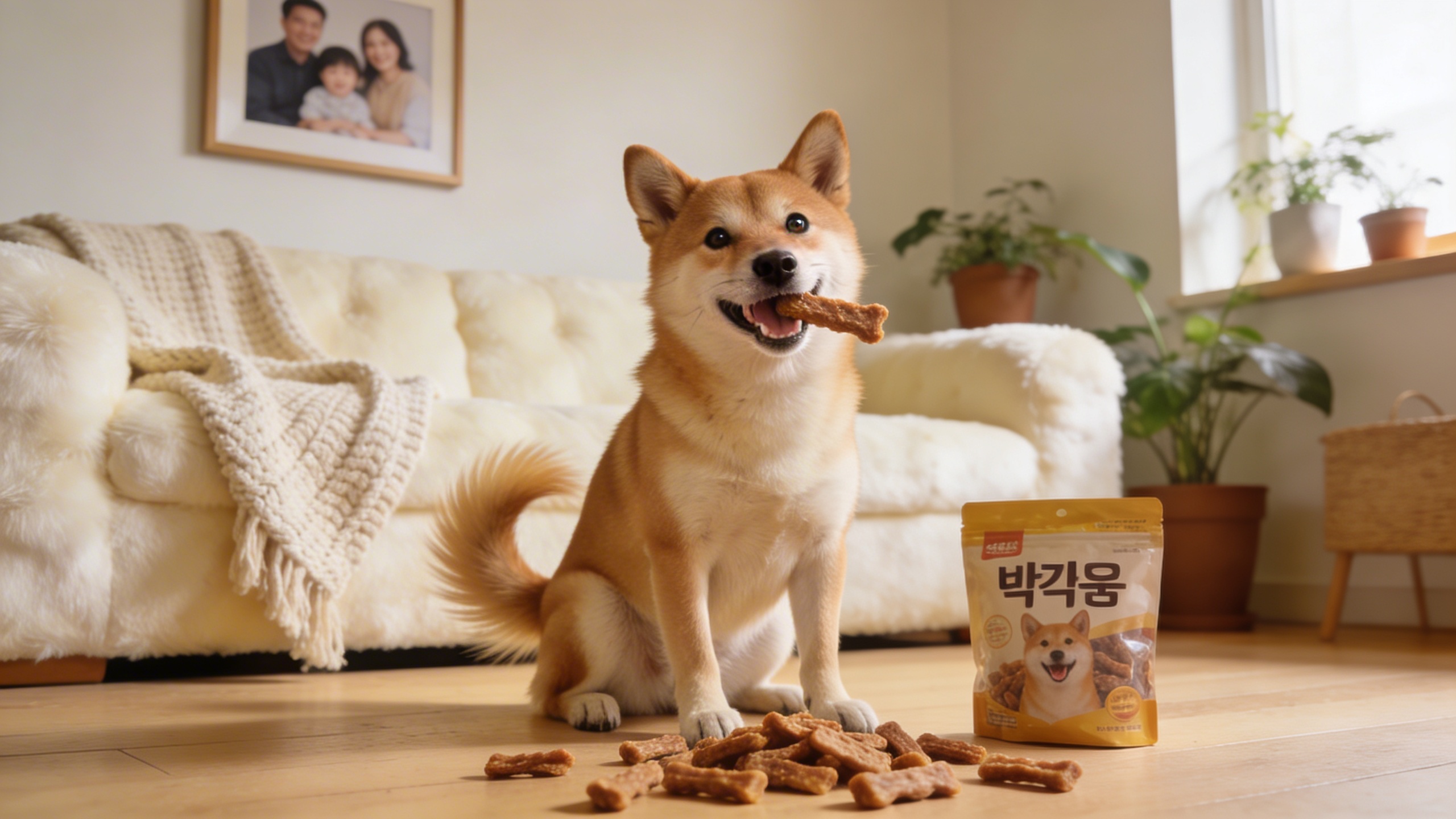 korean dog treat subscription shown in a realistic lifestyle context with a dog